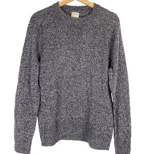 J Crew Wool Marled Sweater Mens Medium Navy Blue Crew Neck Preppy Soft Knit Work
